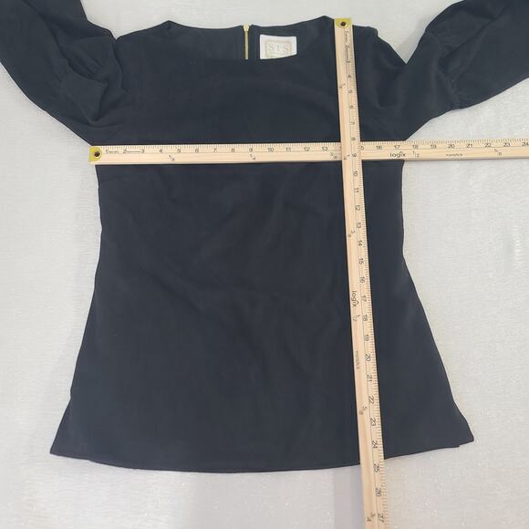 Sail to Sable ladies Bell Sleeve lined suede vibes top black Size Small Mob Wife - Picture 6 of 10